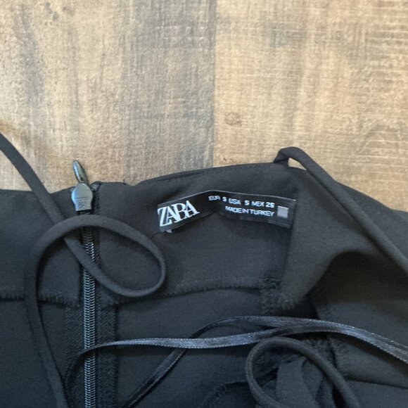 ZARA Black Draped Satin Mini Dress | Size Small | Strappy Cocktail Party Dress - Picture 4 of 6